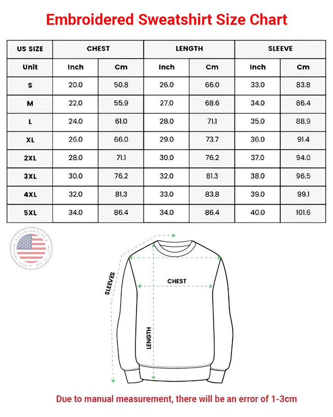 Embroidered Shirt Size Chart Shirtnation