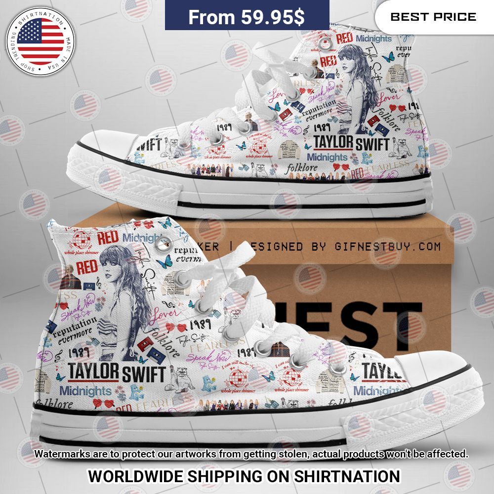 Taylor Swift 13 Canvas High Top Shoes Radiant and glowing Pic dear