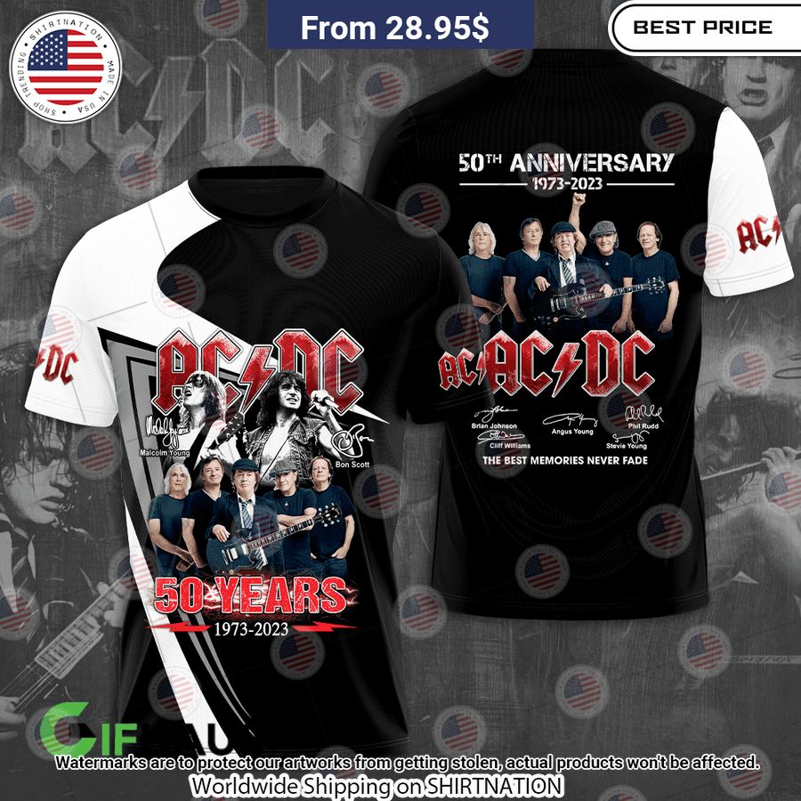 ACDC Band 50th Anniversary 1973 2023 Shirt Generous look