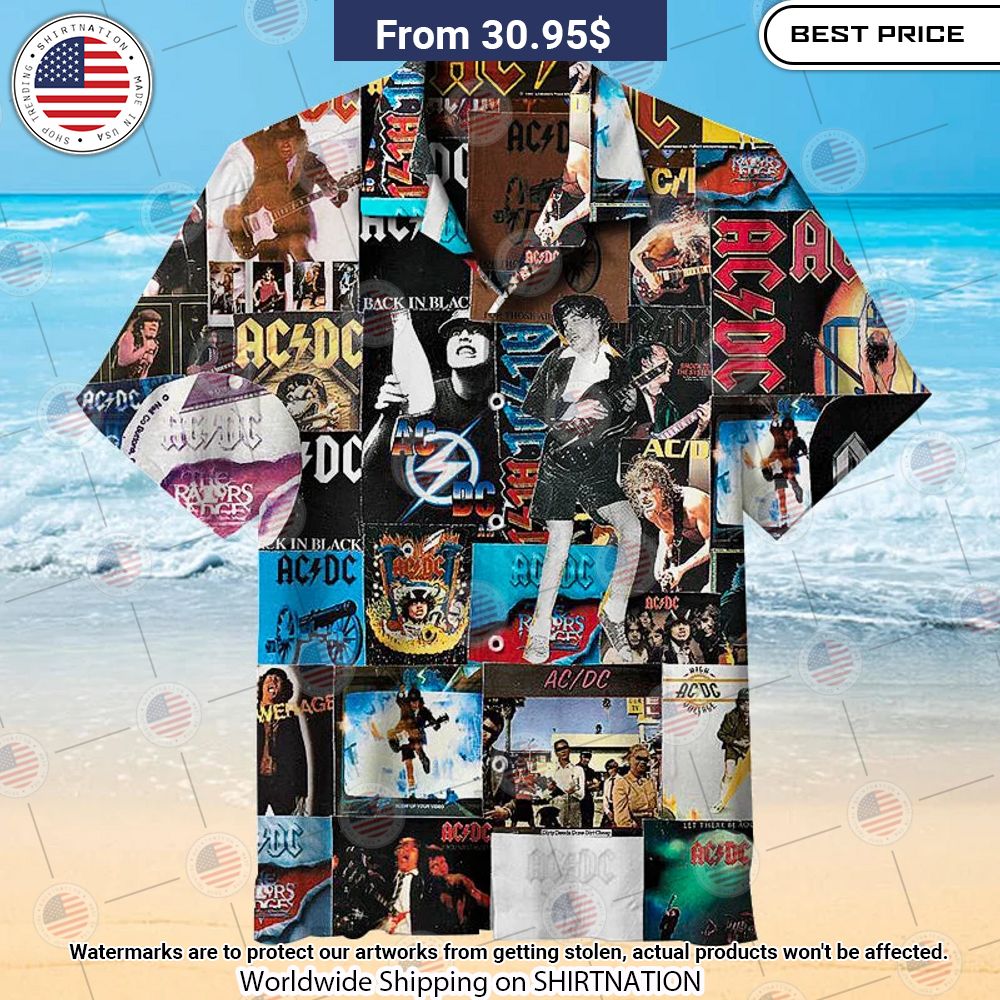 ACDC Band Collage Hawaiian Shirt Oh! You make me reminded of college days