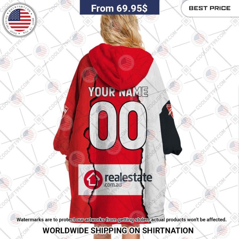 AFL Sydney Swans Mix CUSTOM Hoodie Blanket Loving click