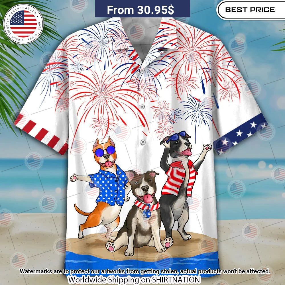 American Staffordshire Terrier Happy 4th of July Hawaiian Shirt Stunning