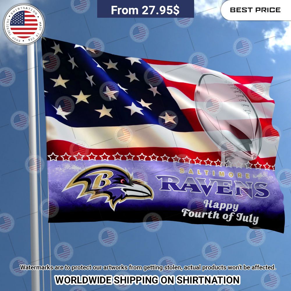 BEST Baltimore Ravens Happy Fourth of July 3D Flag