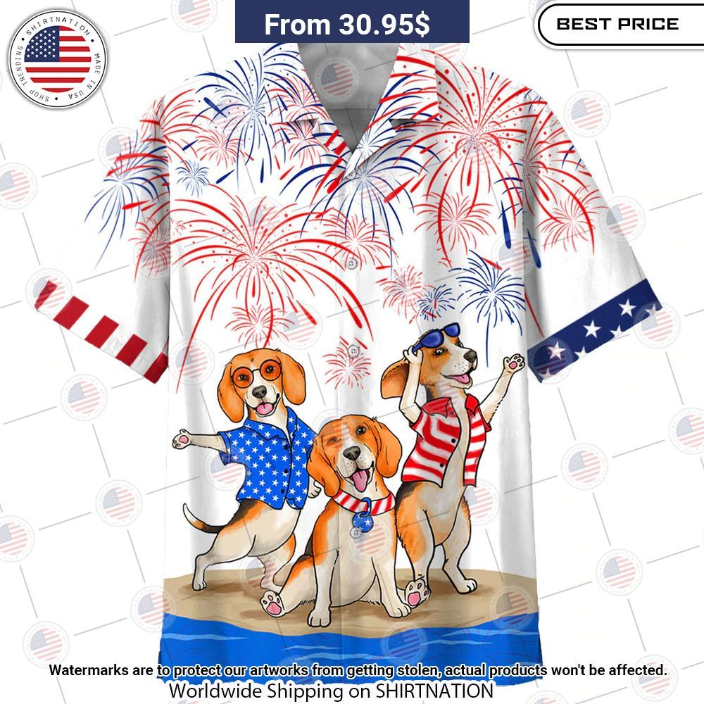Beagle Independence Day Happy 4th Of July Hawaiian Shirt Wow, cute pie