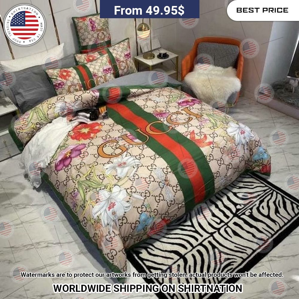 BEST Gucci Flowers Bedding Set Unique and sober