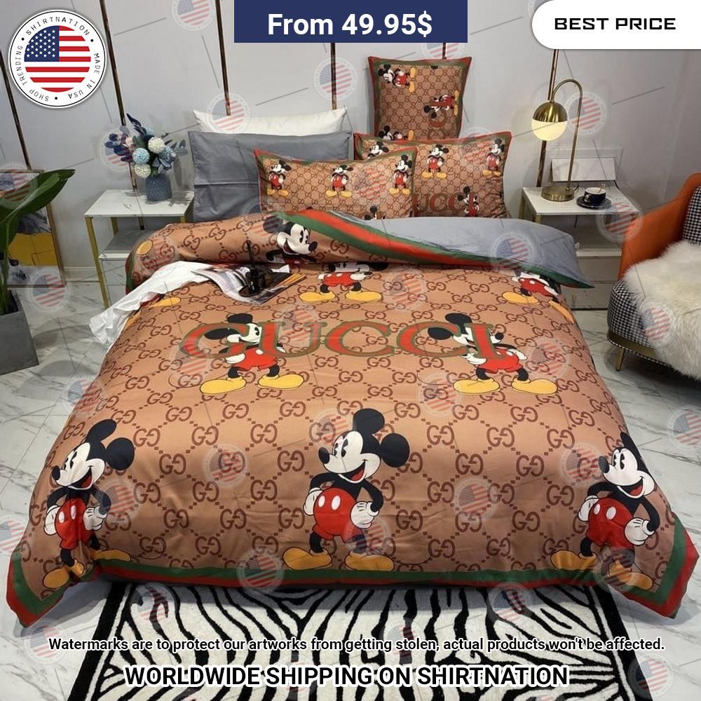 BEST Gucci Mickey Mouse Bedding Set You look cheerful dear