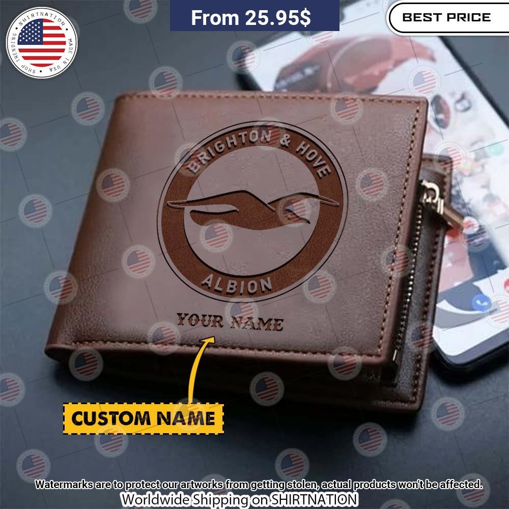 Brighton & Hove Albion WFC Personalized Leather Wallet Out of the world