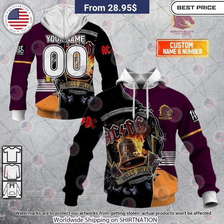 Brisbane Broncos ACDC Hells Bells CUSTOM Hoodie Good look mam