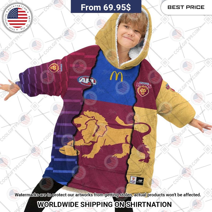 Brisbane Lions Mix Hoodie Blanket Natural and awesome