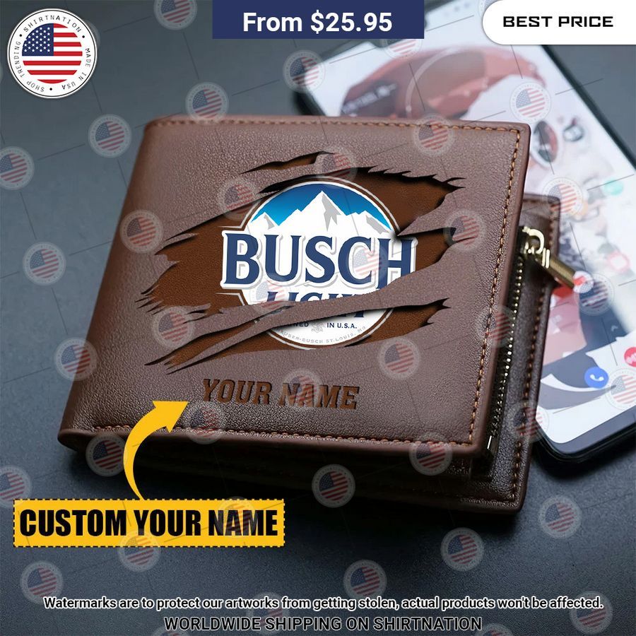 Busch Light Beer CUSTOM Leather Wallet Nice photo dude