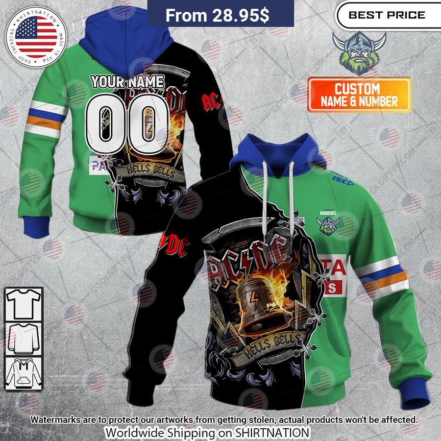 Canberra Raiders ACDC Hells Bells CUSTOM Hoodie Wow! What a picture you click