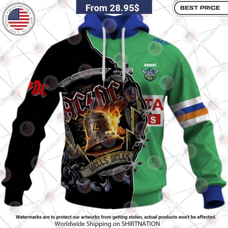 Canberra Raiders ACDC Hells Bells CUSTOM Hoodie You look lazy