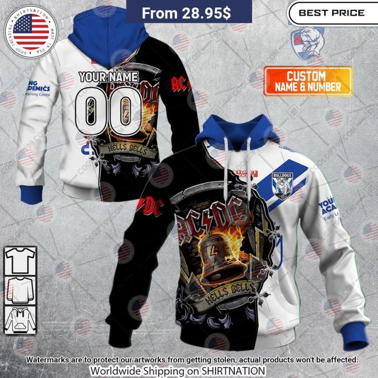 Canterbury Bankstown Bulldogs ACDC Hells Bells CUSTOM Hoodie Rocking picture