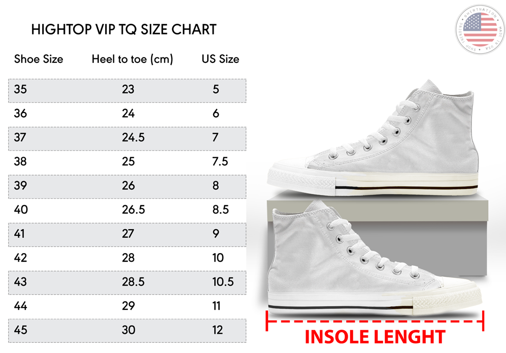 canvas high top shoes Size Chart Shirtnation