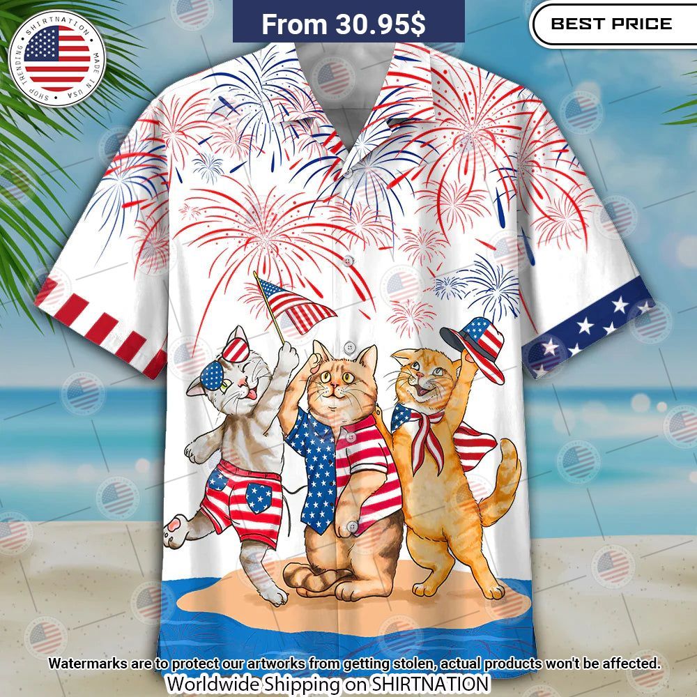 Cat Independence Day Hawaiian Shirt Impressive picture.