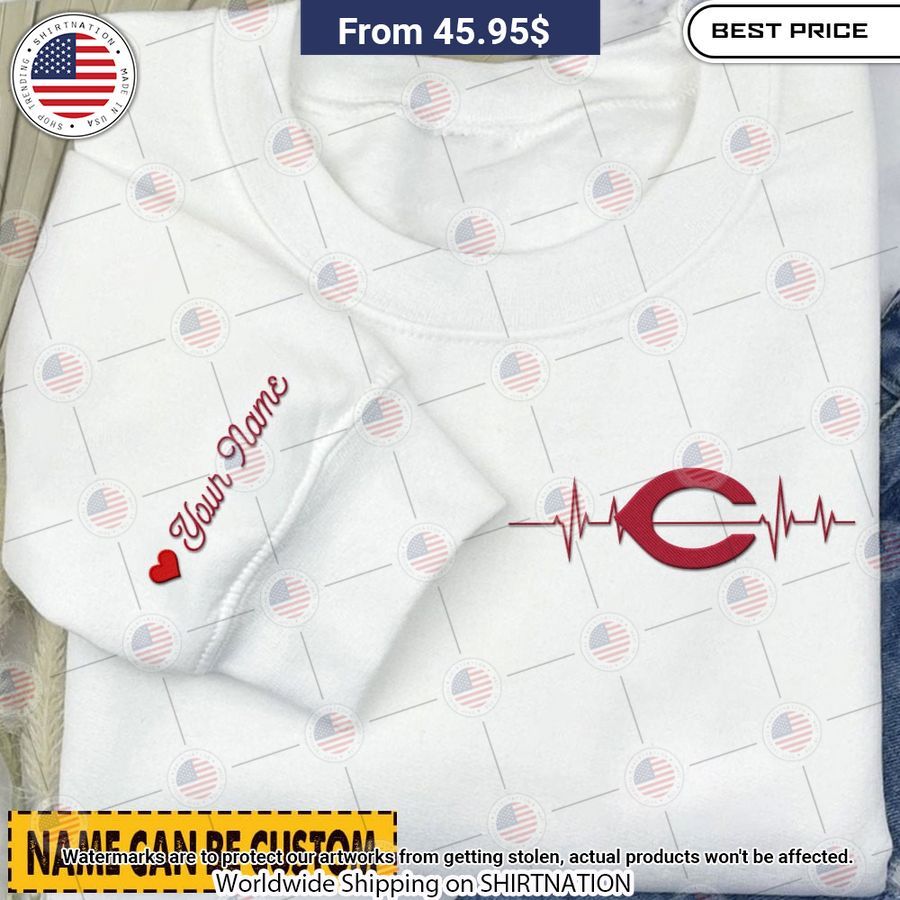 Cincinnati Reds Heartbeat CUSTOM Embroidered Sweatshirt Coolosm