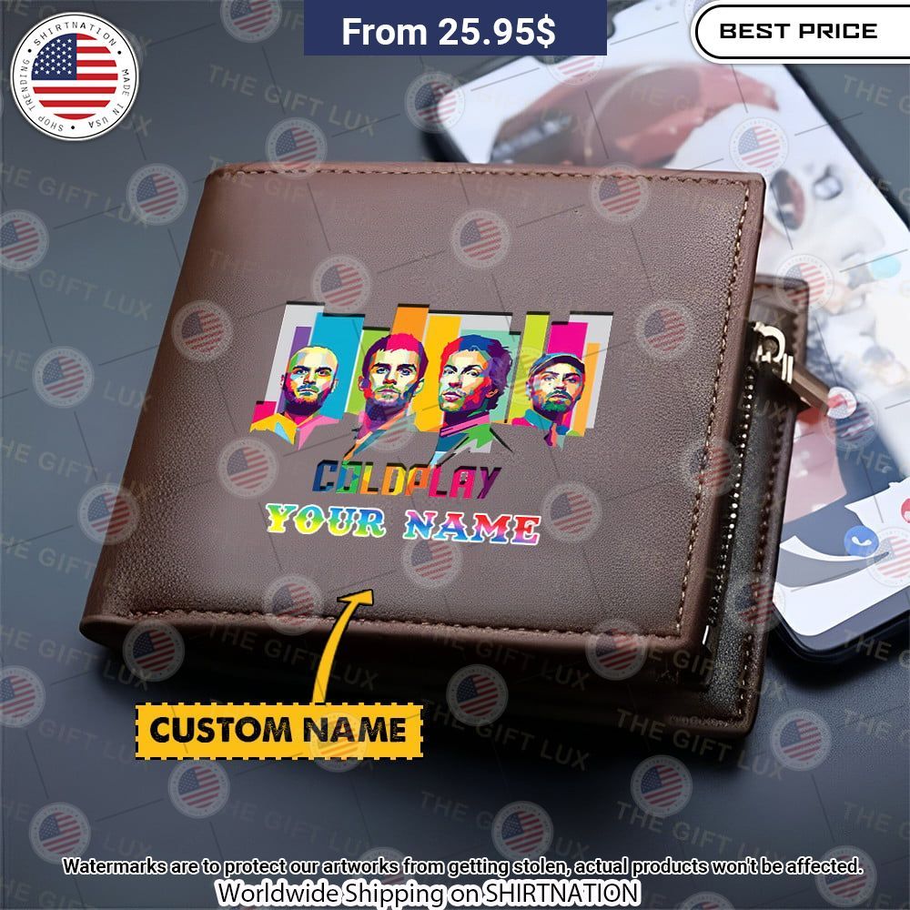 Coldplay Band Pattern Custom Leather Wallet Natural and awesome