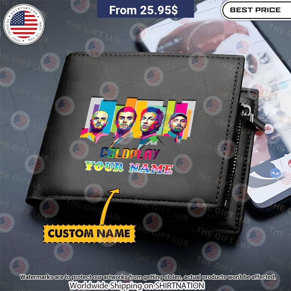 Coldplay Band Pattern Custom Leather Wallet Awesome Pic guys