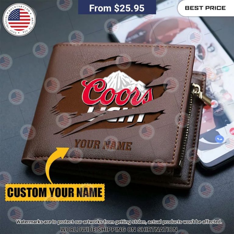 Coors Light Beer CUSTOM Leather Wallet Hundred million dollar smile bro