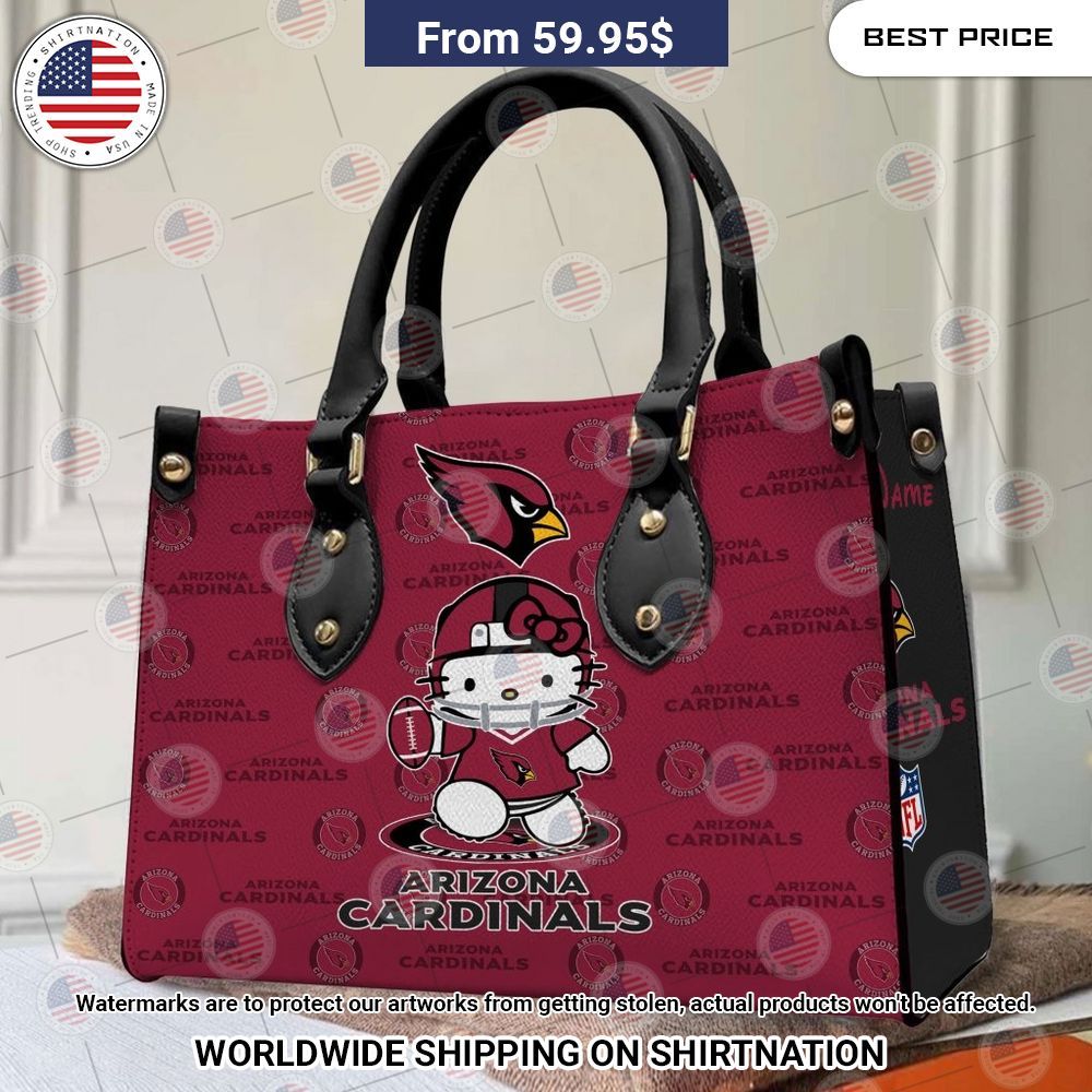 Custom Arizona Cardinals Hello Kitty Leather Handbag You look handsome bro