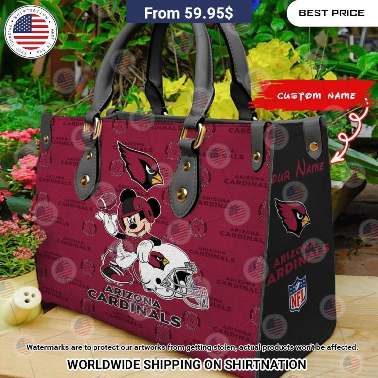 Custom Arizona Cardinals Mickey Mouse Leather Handbag Nice Pic