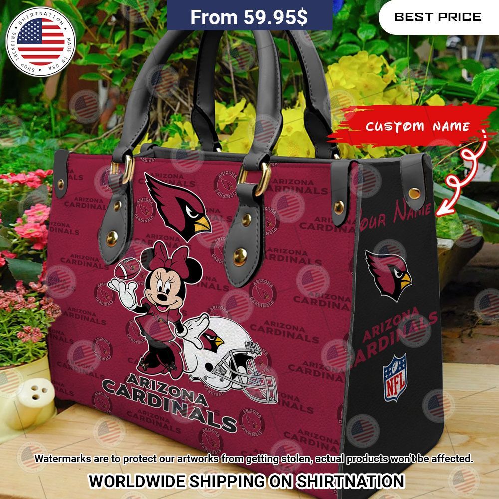 BEST Arizona Cardinals Minnie Mouse Custom Leather Handbags