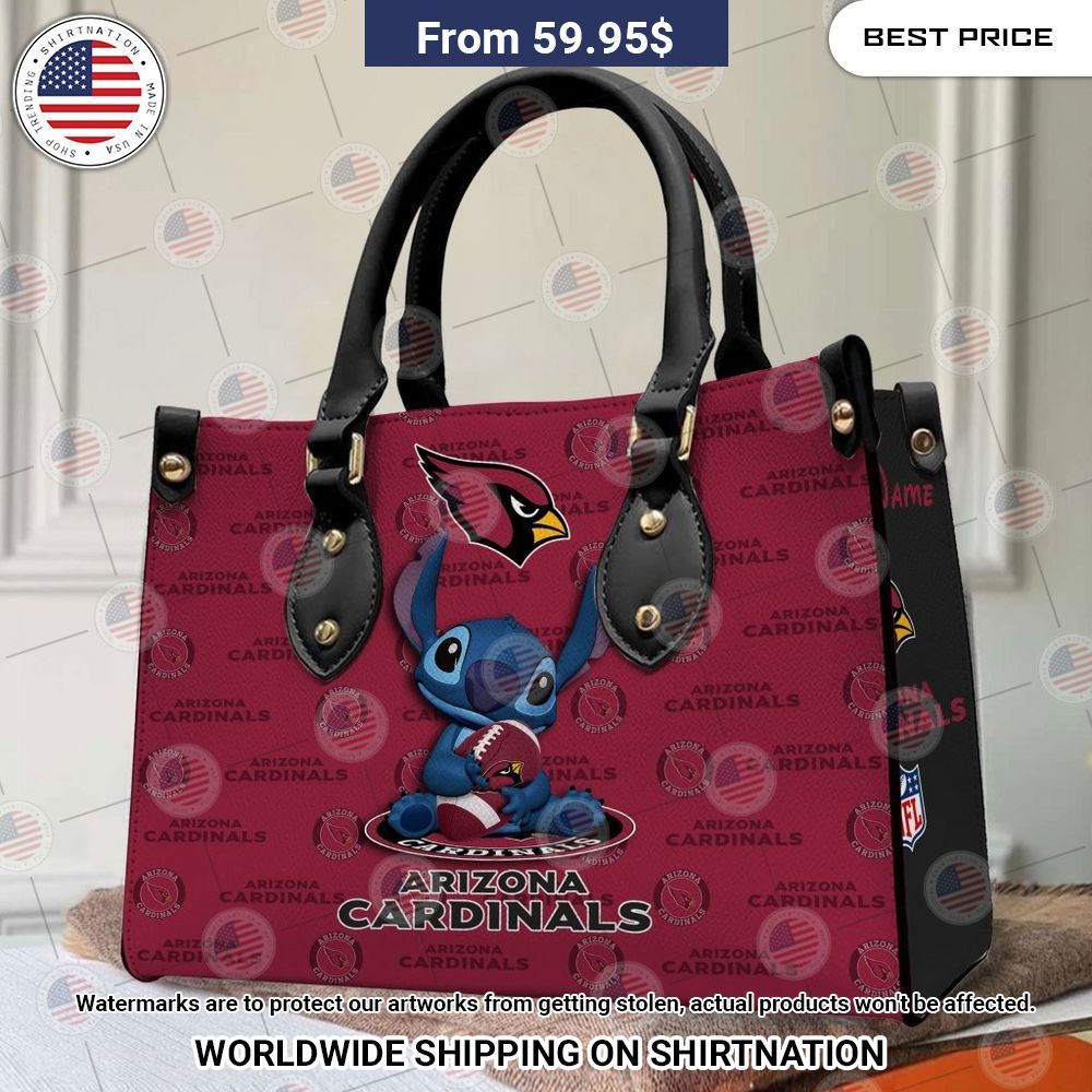 Custom Arizona Cardinals Stitch Leather Handbag Natural and awesome