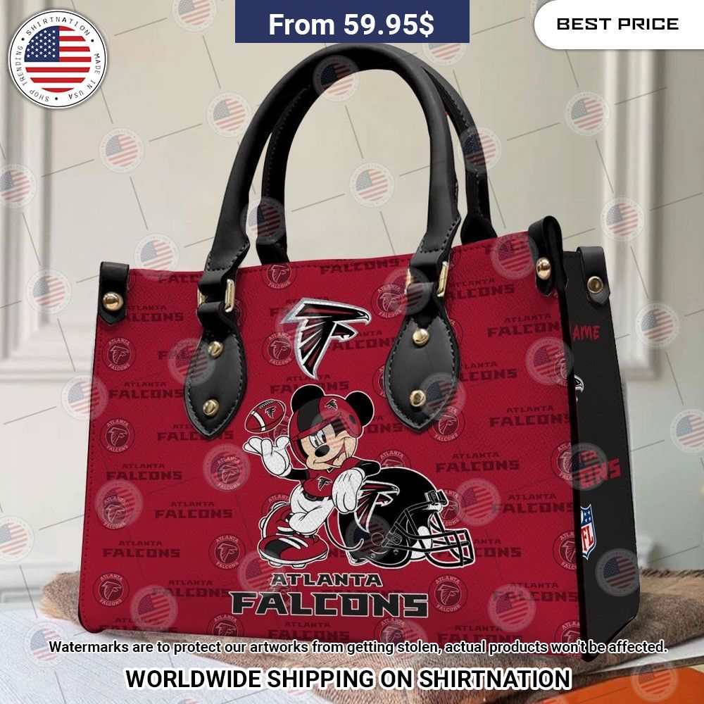 Custom Atlanta Falcons Minnie Mouse Leather Handbag Rejuvenating picture
