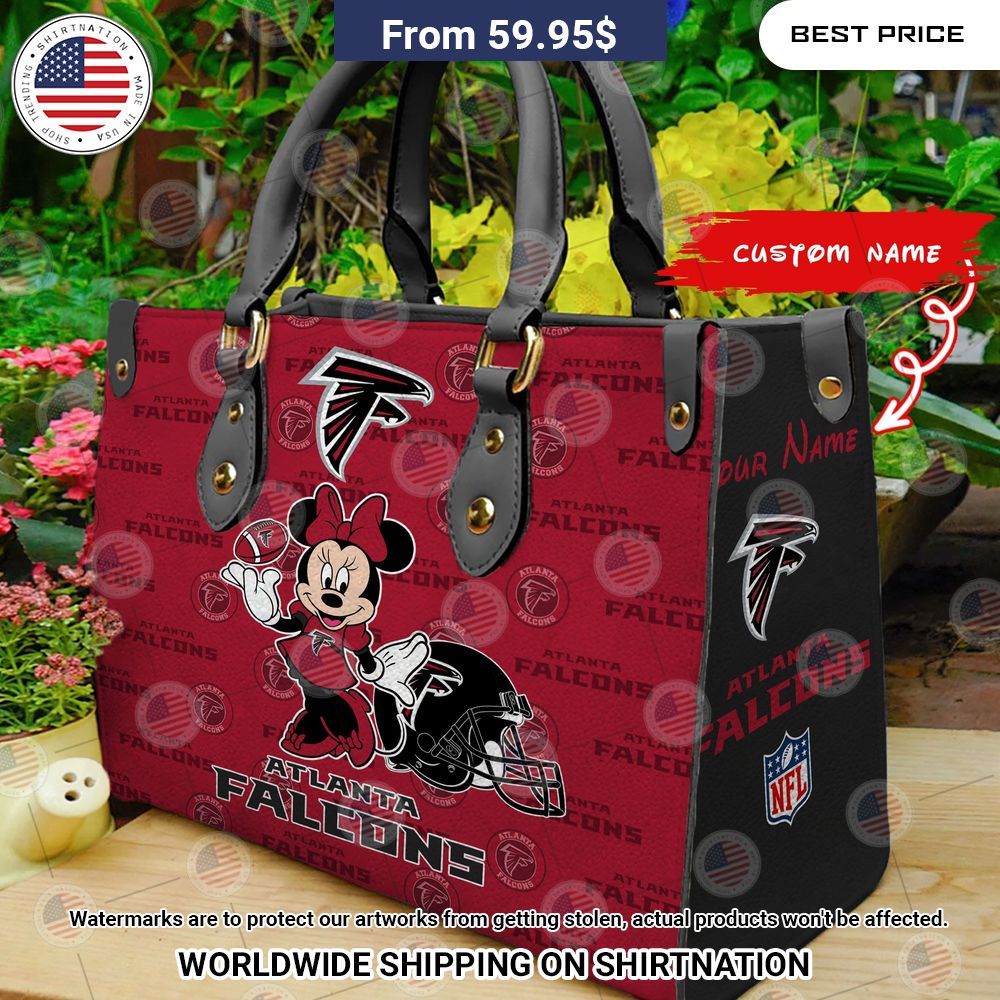 Custom Atlanta Falcons Minnie Mouse Leather Handbag You look too weak