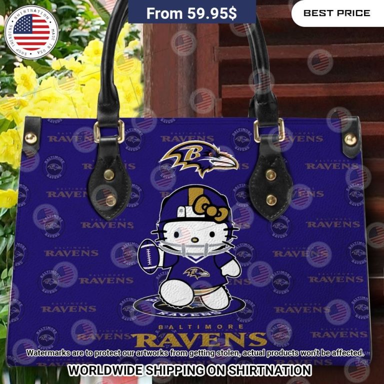 Custom Baltimore Ravens Hello Kitty Leather Handbag Cool look bro