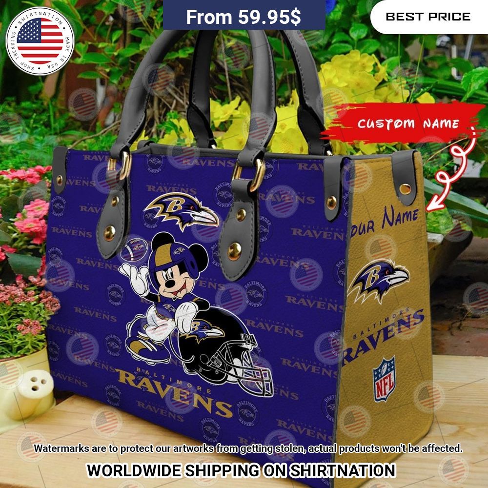 Custom Baltimore Ravens Mickey Mouse Leather Handbag Mesmerising