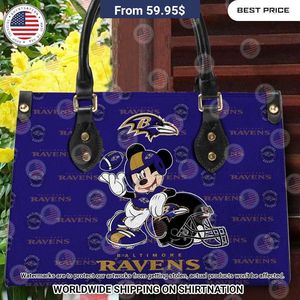 Custom Baltimore Ravens Mickey Mouse Leather Handbag Which place is this bro?