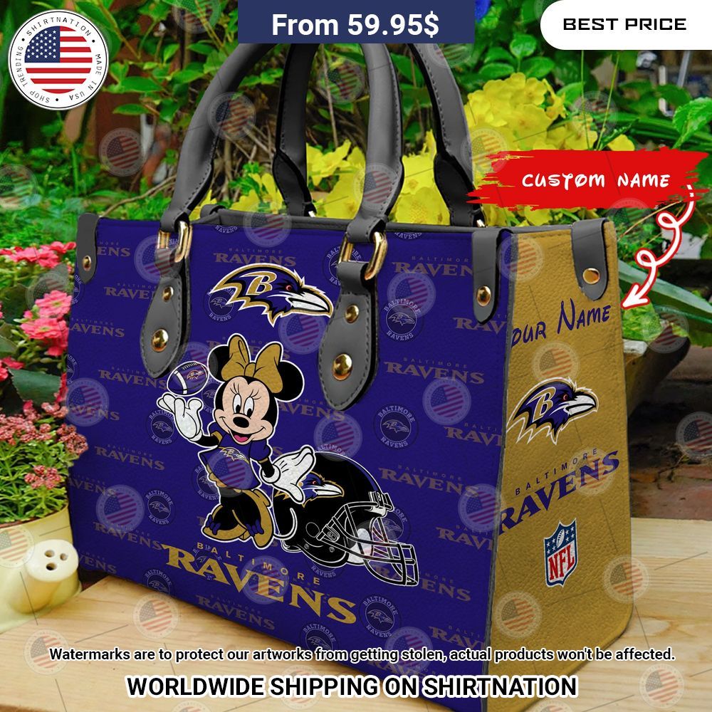 BEST Baltimore Ravens Minnie Mouse Custom Leather Handbags