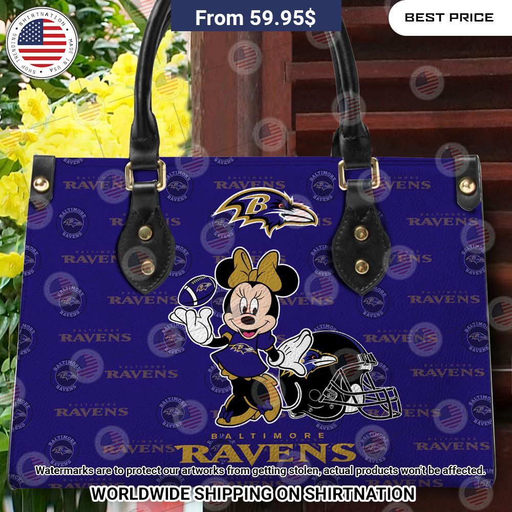 Custom Baltimore Ravens Minnie Mouse Leather Handbag Looking so nice