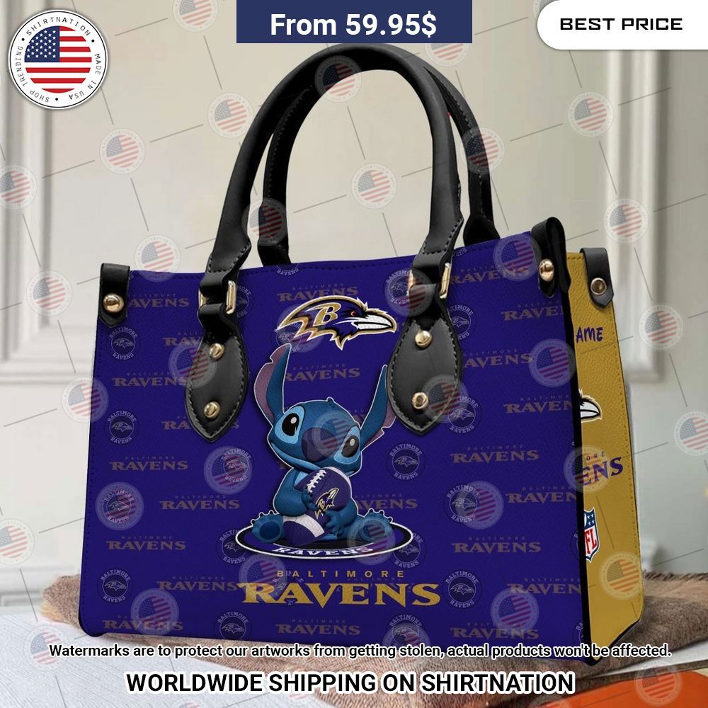 Custom Baltimore Ravens Stitch Leather Handbag Rocking picture