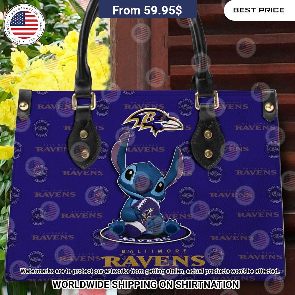 Custom Baltimore Ravens Stitch Leather Handbag Nice Pic