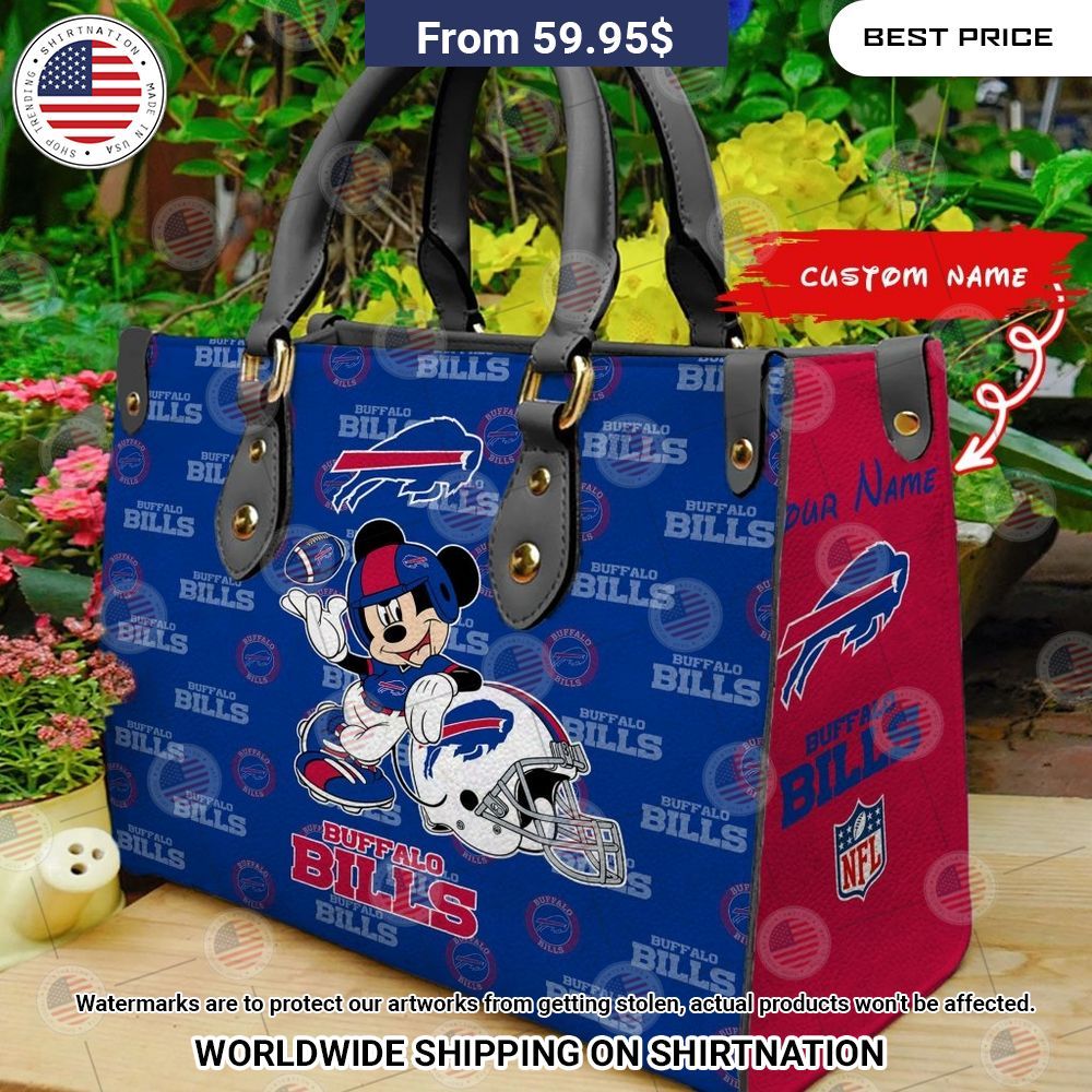Custom Buffalo Bills Mickey Mouse Leather Handbag Beauty queen