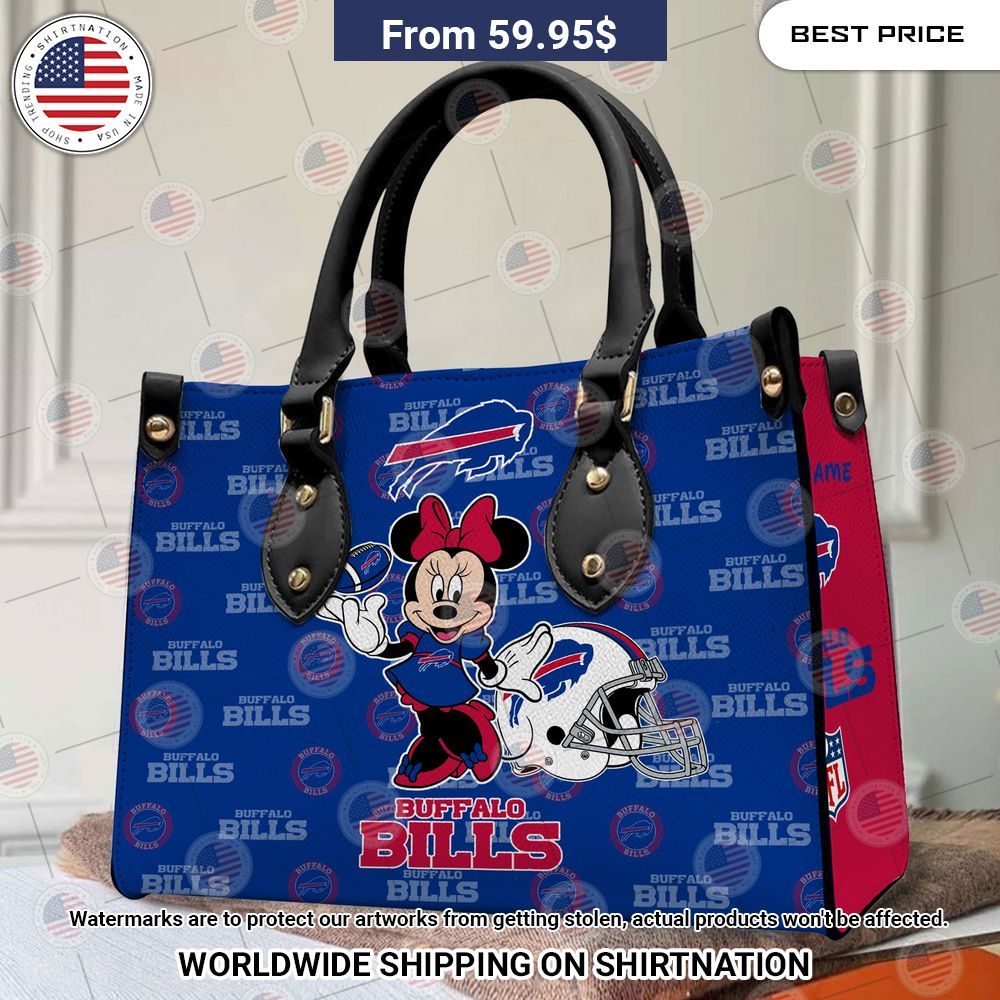 Custom Buffalo Bills Minnie Mouse Leather Handbag Selfie expert