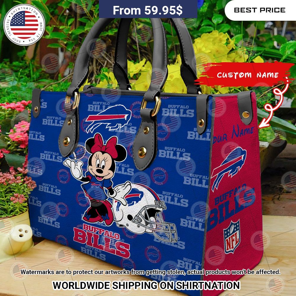 Custom Buffalo Bills Minnie Mouse Leather Handbag Cuteness overloaded