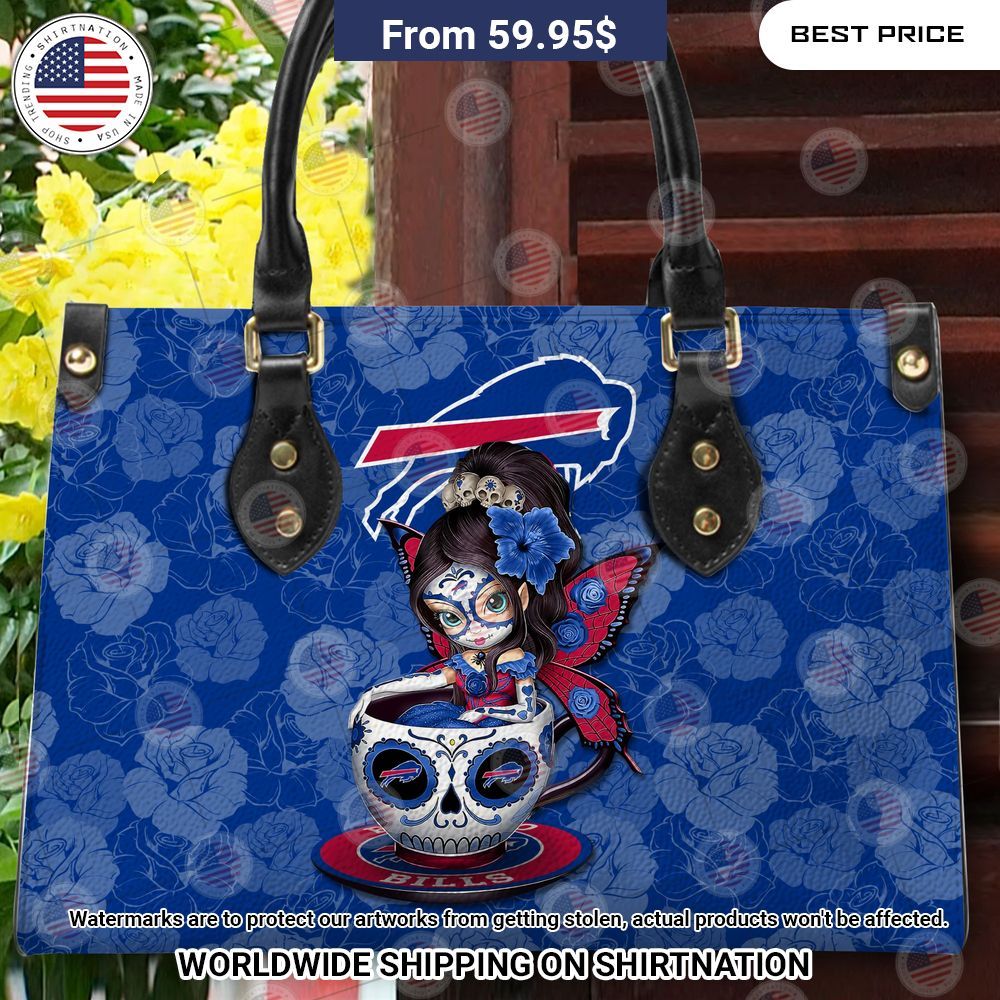 Custom Buffalo Bills Sugar Skull Girl Leather Handbag Stunning
