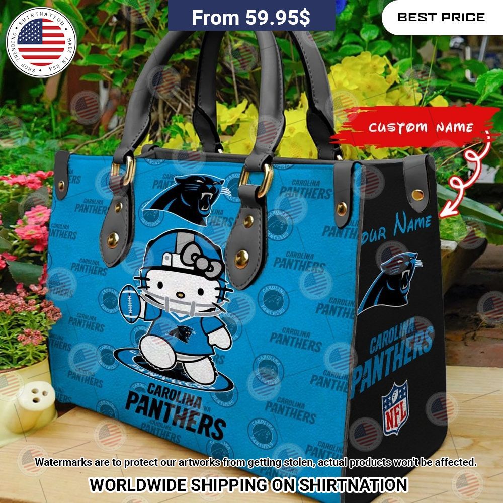 BEST Carolina Panthers Hello Kitty Custom Leather Handbags
