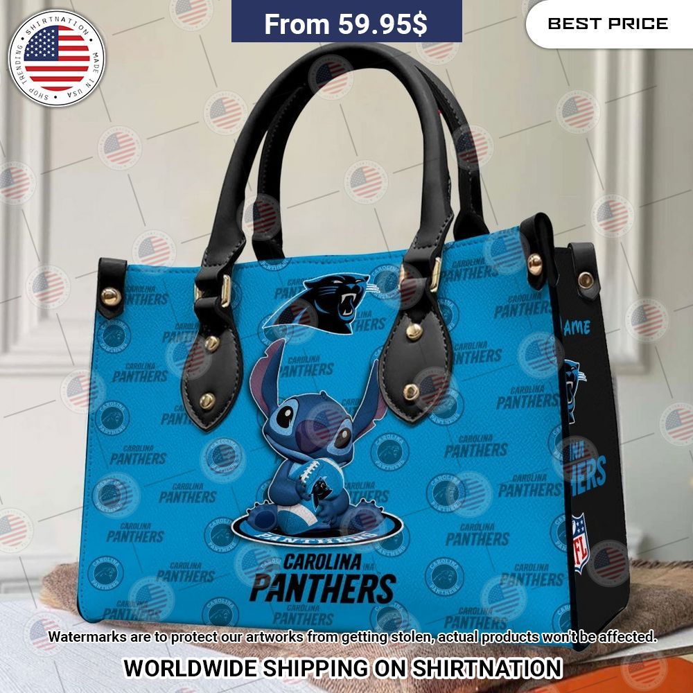 Custom Carolina Panthers Stitch Leather Handbag You look lazy