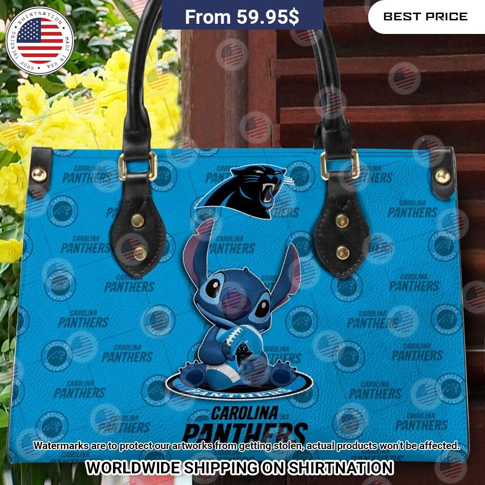 Custom Carolina Panthers Stitch Leather Handbag Nice photo dude
