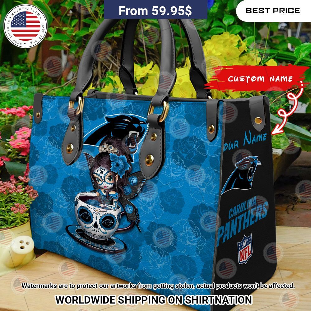 BEST Carolina Panthers Sugar Skull Girl Custom Leather Handbags