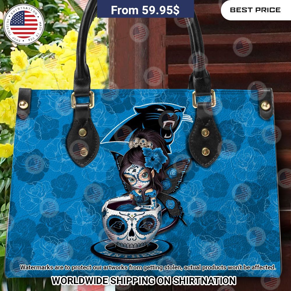 Custom Carolina Panthers Sugar Skull Girl Leather Handbag Loving, dare I say?