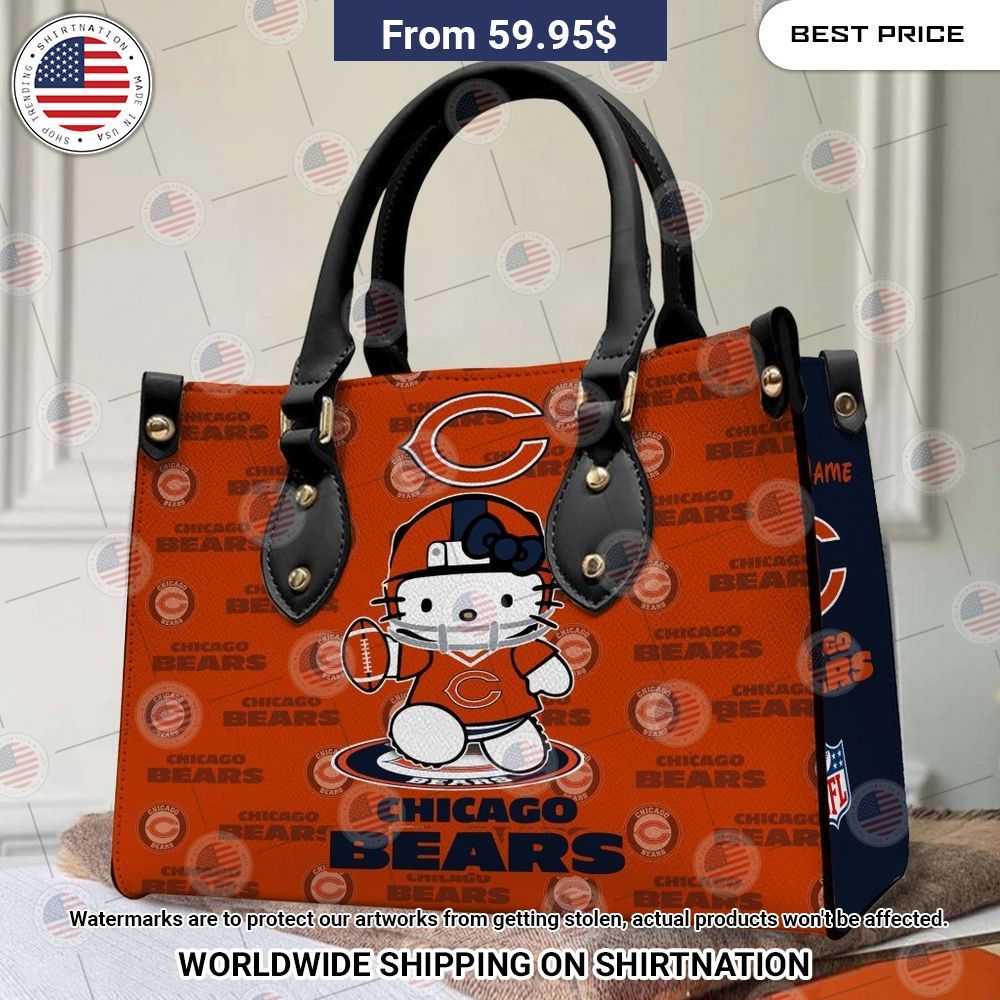 Custom Chicago Bears Hello Kitty Leather Handbag Gang of rockstars