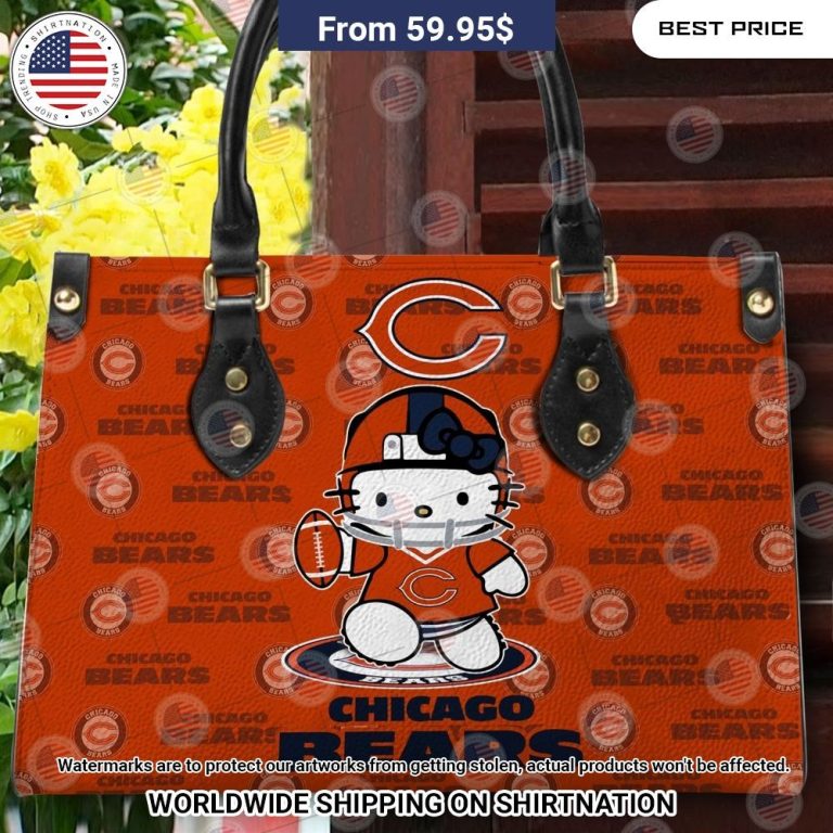 Custom Chicago Bears Hello Kitty Leather Handbag Amazing Pic