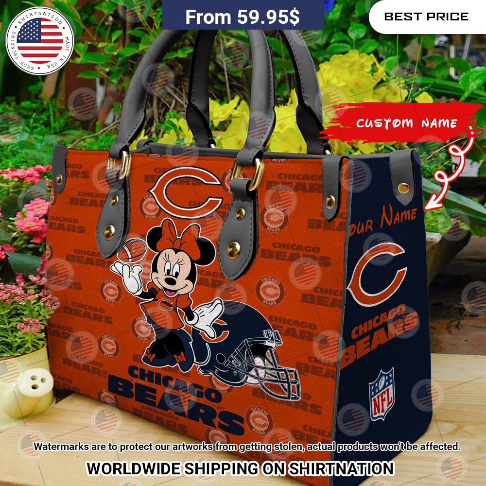 Custom Chicago Bears Minnie Mouse Leather Handbag Unique and sober