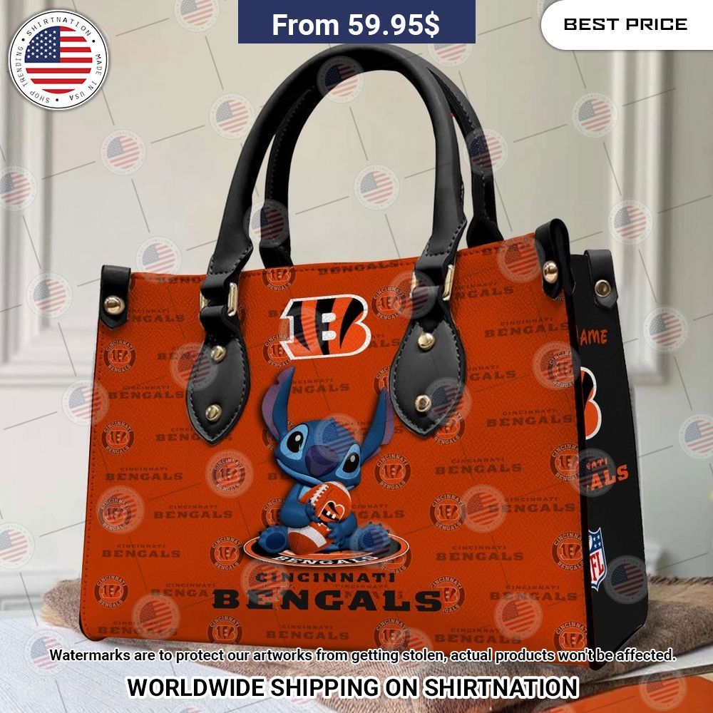 Custom Cincinnati Bengals Stitch Leather Handbag Sizzling