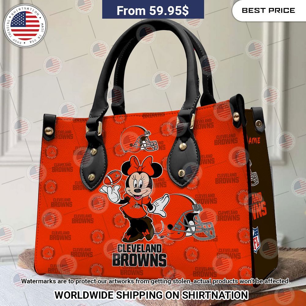 Custom Cleveland Browns Minnie Mouse Leather Handbag Looking so nice